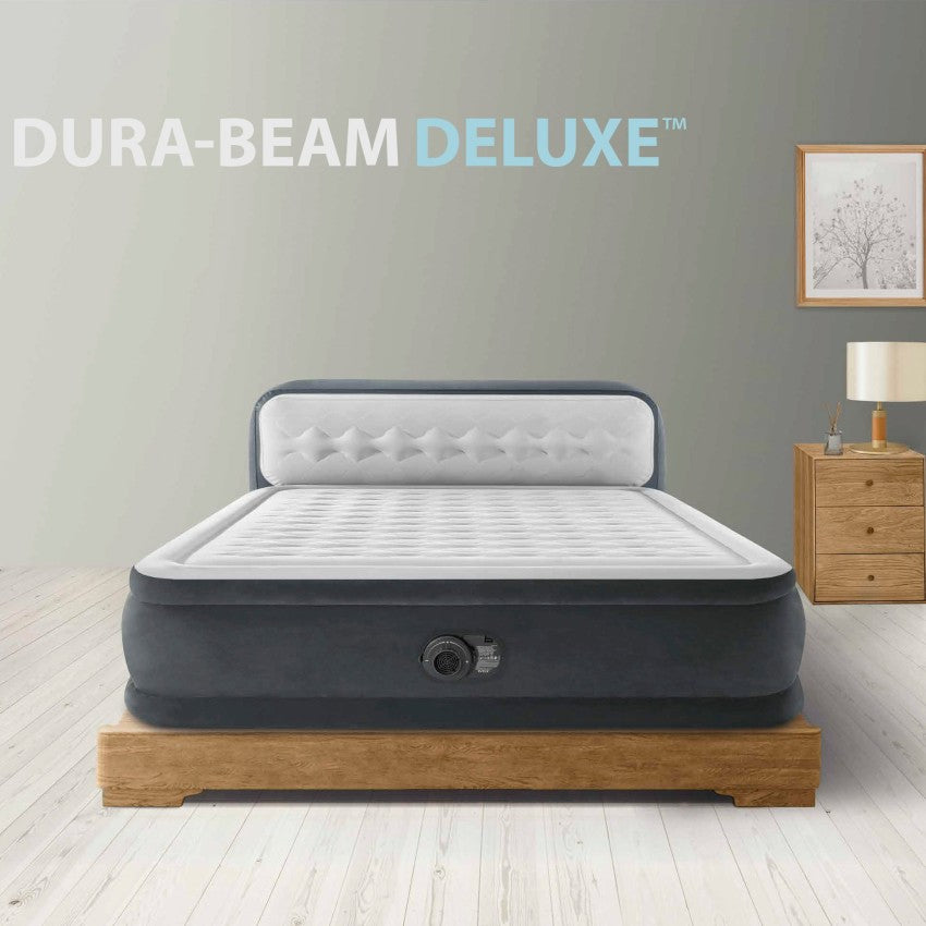 Colchón hinchable doble con cabecero Deluxe Ultra Plush Queen