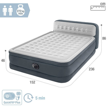 Colchón hinchable doble con cabecero Deluxe Ultra Plush Queen